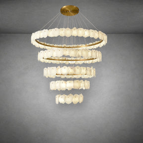 Spiral Alabaster Chandelier – Gold & White 4‑6 Layer Luxury Ceiling Light