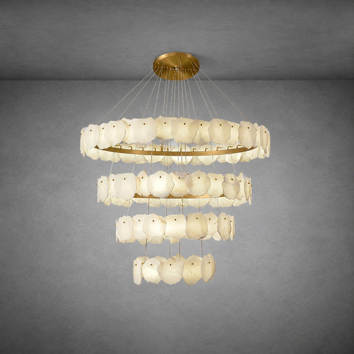 Spiral Alabaster Chandelier – Gold & White 4‑6 Layer Luxury Ceiling Light