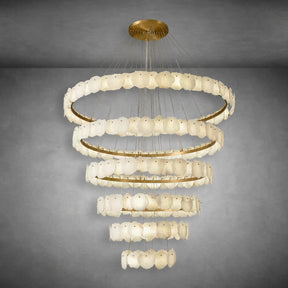 Spiral Alabaster Chandelier – Gold & White 4‑6 Layer Luxury Ceiling Light