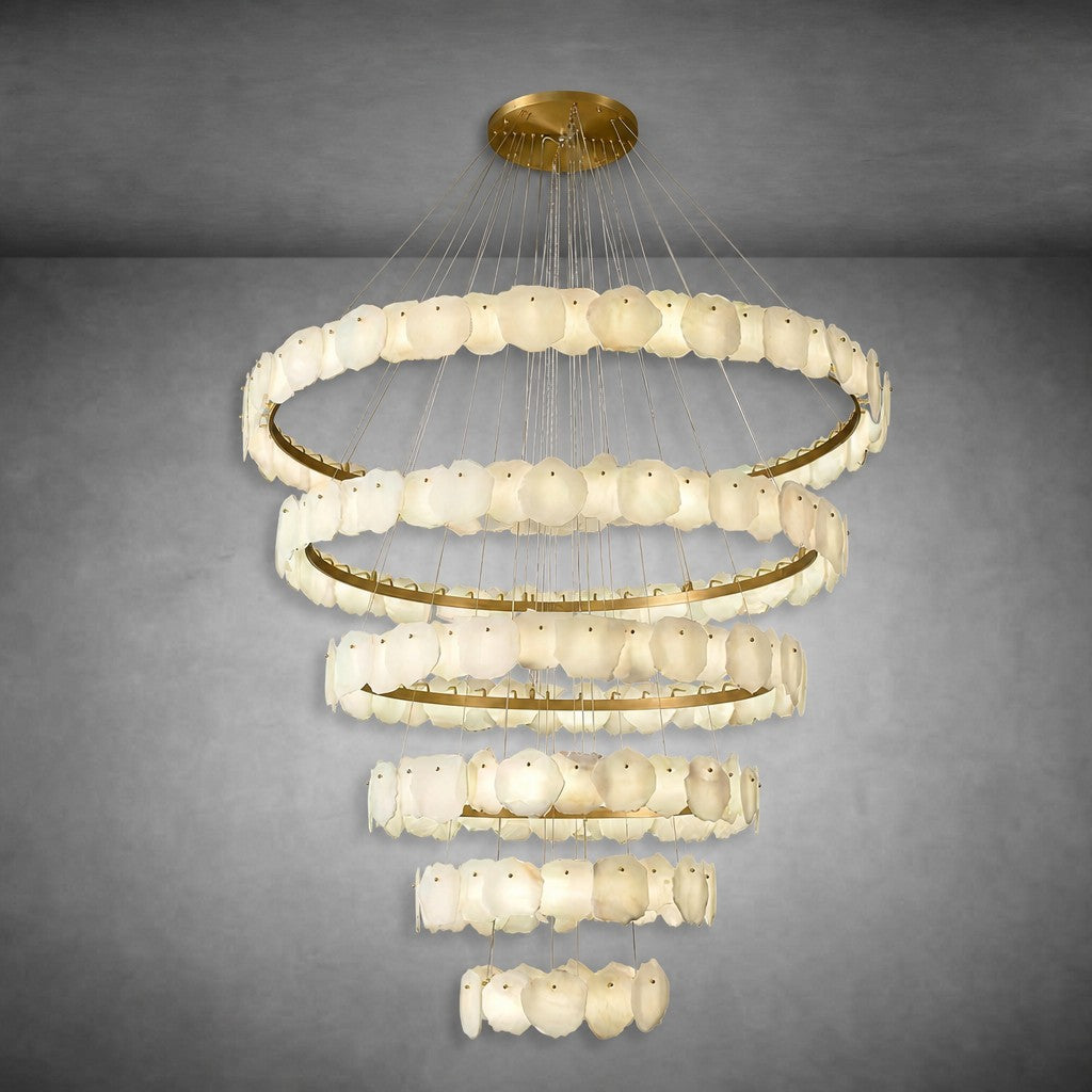 Spiral Alabaster Chandelier – Gold & White 4‑6 Layer Luxury Ceiling Light