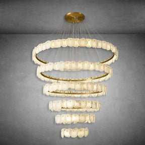 Spiral Alabaster Chandelier – Gold & White 4‑6 Layer Luxury Ceiling Light