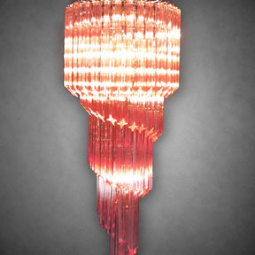 Chandelier  Spiral Prism Glass Hand-Cut Faceted Prisms Nickel Frame Pink Amber