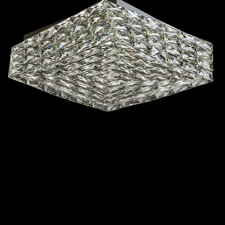 Square Crystal Flush Mounted Living/ Bedroom Chandelier Shining Ceiling Lighting Fixture For Hotel Decor