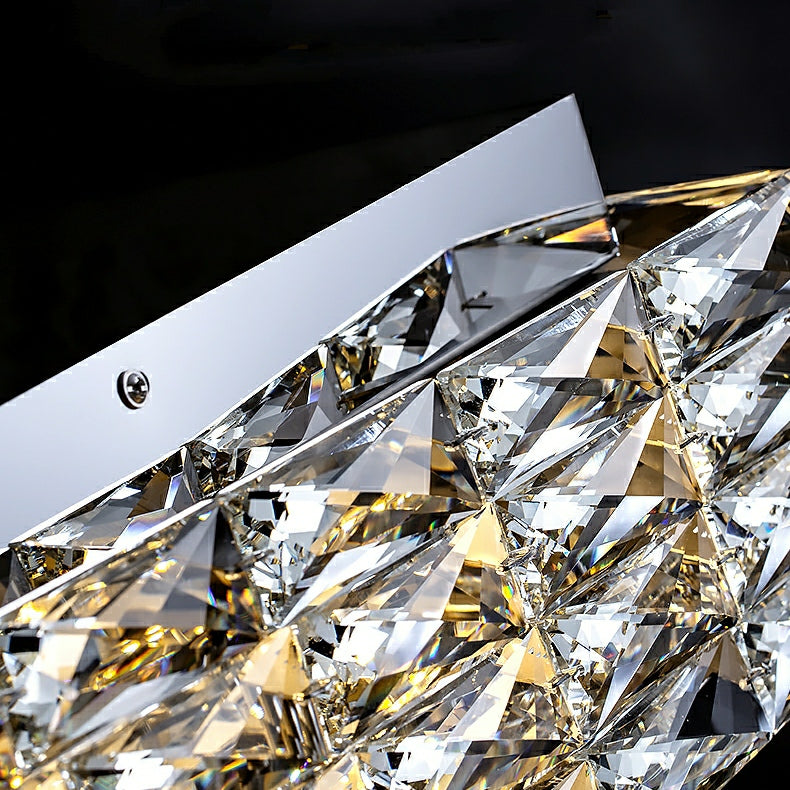 Square Crystal Flush Mounted Living/ Bedroom Chandelier Shining Ceiling Lighting Fixture For Hotel Decor