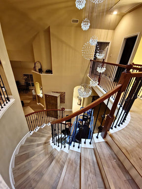 Stately Duplex Crystal Chandelier Spiral Raindrop Globe Shape Ceiling Hanging Light for Entryway/Staircase