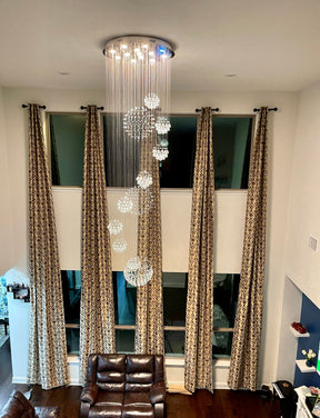 Stately Duplex Crystal Chandelier Spiral Raindrop Globe Shape Ceiling Hanging Light for Entryway/Staircase