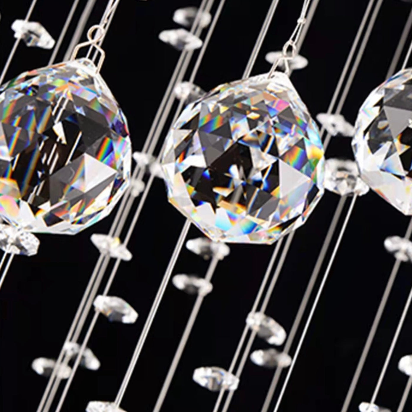 Stately Duplex Crystal Chandelier Spiral Raindrop Globe Shape Ceiling Hanging Light for Entryway/Staircase