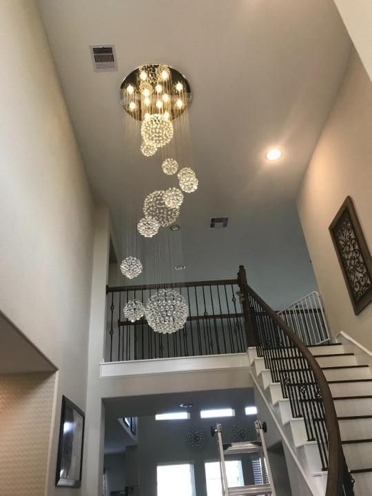 Stately Duplex Crystal Chandelier Spiral Raindrop Globe Shape Ceiling Hanging Light for Entryway/Staircase
