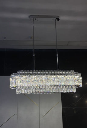 Stunning Modern Rectangle Sliver Ceiling Light Crystal Chandelier For Dining Table/Coffee Table/Living Room/Bedroom