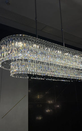Stunning Modern Rectangle Sliver Ceiling Light Crystal Chandelier For Dining Table/Coffee Table/Living Room/Bedroom