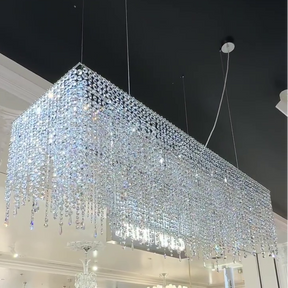 Tassel Rectangle Crystal Chandelier For Dining Room Island Kitchen