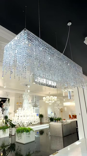 Tassel Rectangle Crystal Chandelier For Dining Room Island Kitchen