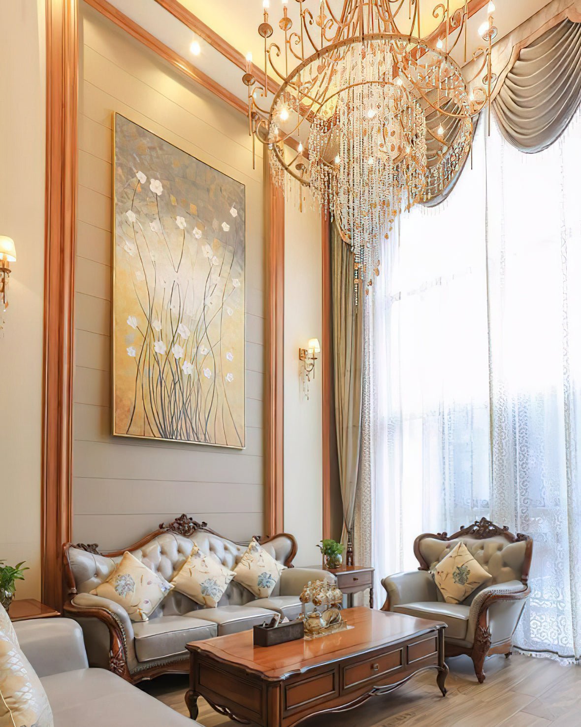 Tatum Lux Shell Crystal Chandelier - 9 Heads ∅ 31.5″ x H 47.2″/ Dia 80cm x H 120cmCopper & Clear CrystalBlushlighting
