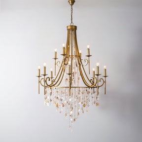 Tatum Lux Shell Crystal Chandelier - 12 Heads ∅ 37.4″ x H 55.1″ / Dia 95cm x H 140cmCopper & Clear CrystalBlushlighting