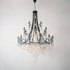 Tatum Lux Shell Crystal Chandelier - 21 Heads ∅ 54.3″ x H 86.6″ / Dia 138cm x H 220 cmBlack & Clear CrystalBlushlighting