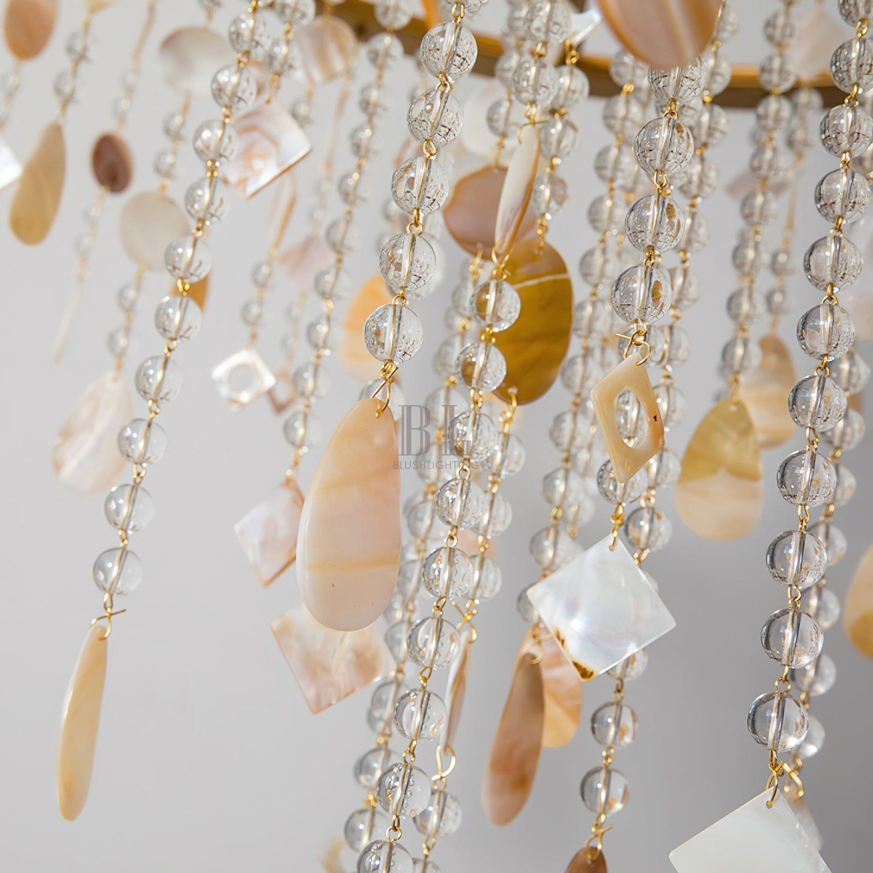 Tatum Lux Shell Crystal Chandelier - 18 Heads ∅ 47.2″ x H 70.9″ / Dia 120cm x H 180cmCopper & Clear CrystalBlushlighting