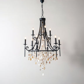 Tatum Lux Shell Crystal Chandelier - 9 Heads ∅ 31.5″ x H 47.2″/ Dia 80cm x H 120cmBlack & Clear CrystalBlushlighting