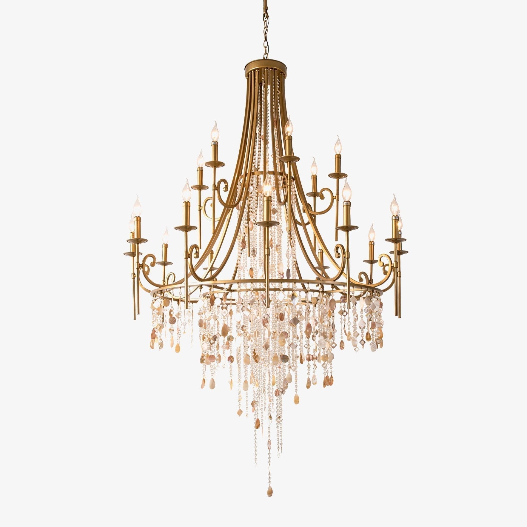 Tatum Lux Shell Crystal Chandelier - 9 Heads ∅ 31.5″ x H 47.2″/ Dia 80cm x H 120cmCopper & Clear CrystalBlushlighting