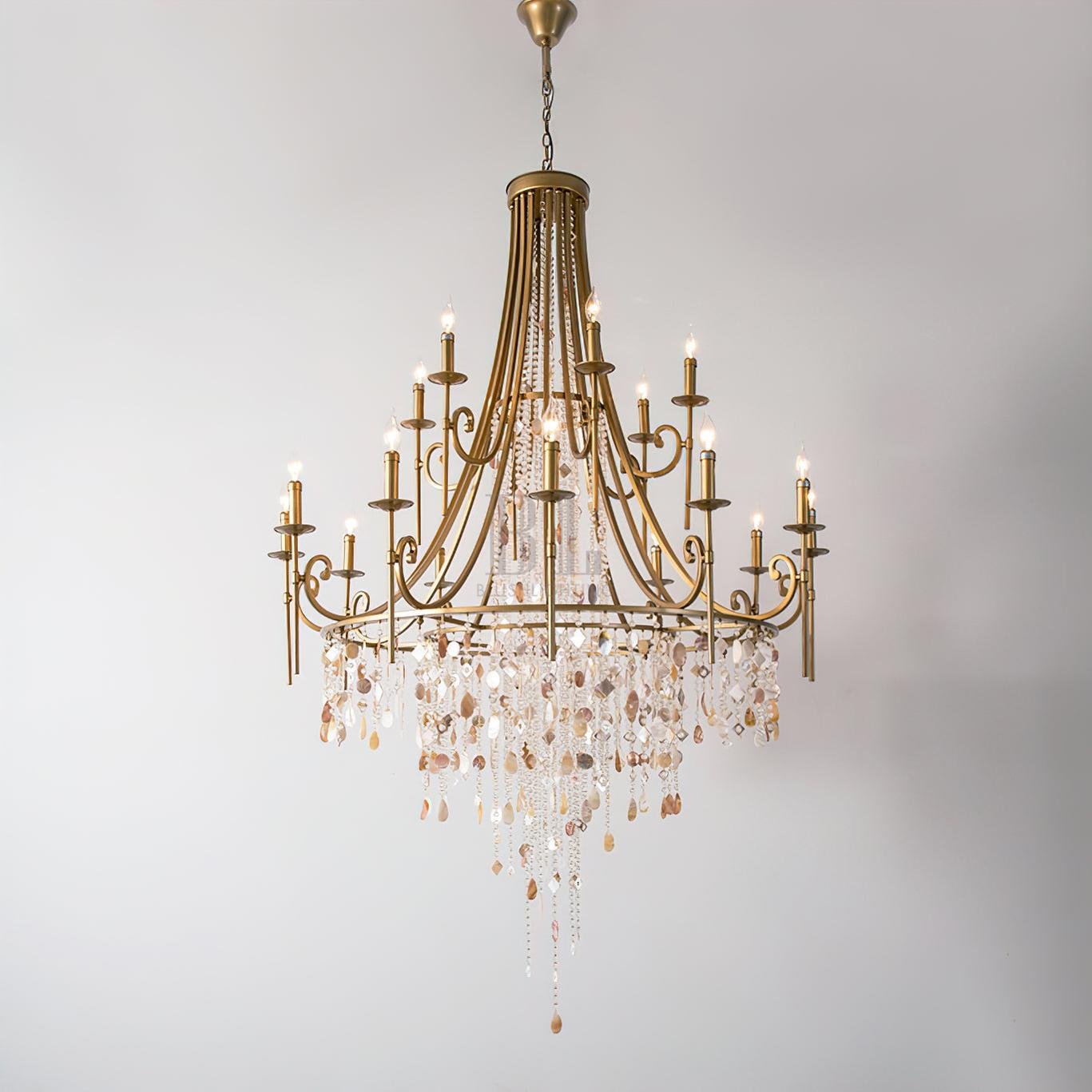 Tatum Lux Shell Crystal Chandelier - 18 Heads ∅ 47.2″ x H 70.9″ / Dia 120cm x H 180cmCopper & Clear CrystalBlushlighting