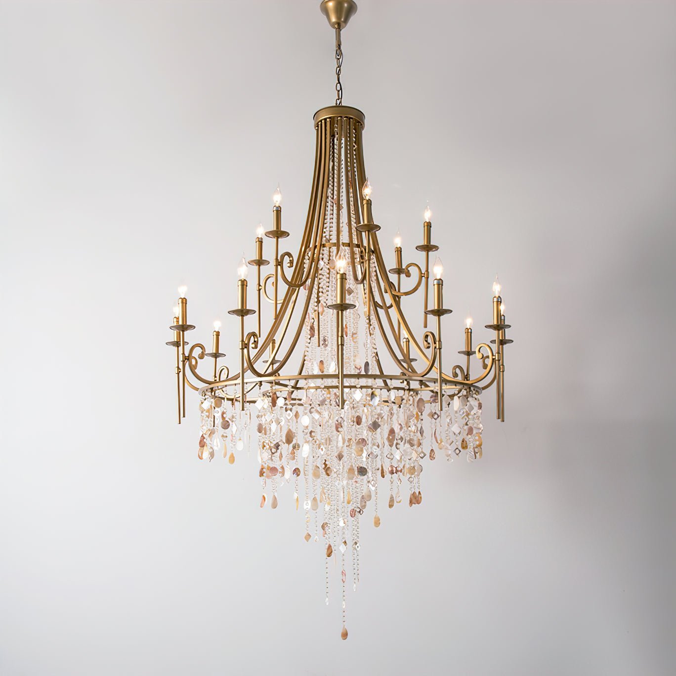Tatum Lux Shell Crystal Chandelier - 18 Heads ∅ 47.2″ x H 70.9″ / Dia 120cm x H 180cmCopper & Clear CrystalBlushlighting