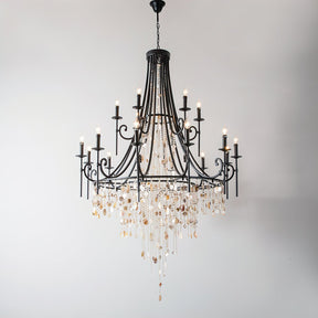 Tatum Lux Shell Crystal Chandelier - 18 Heads ∅ 47.2″ x H 70.9″ / Dia 120cm x H 180cmBlack & Clear CrystalBlushlighting