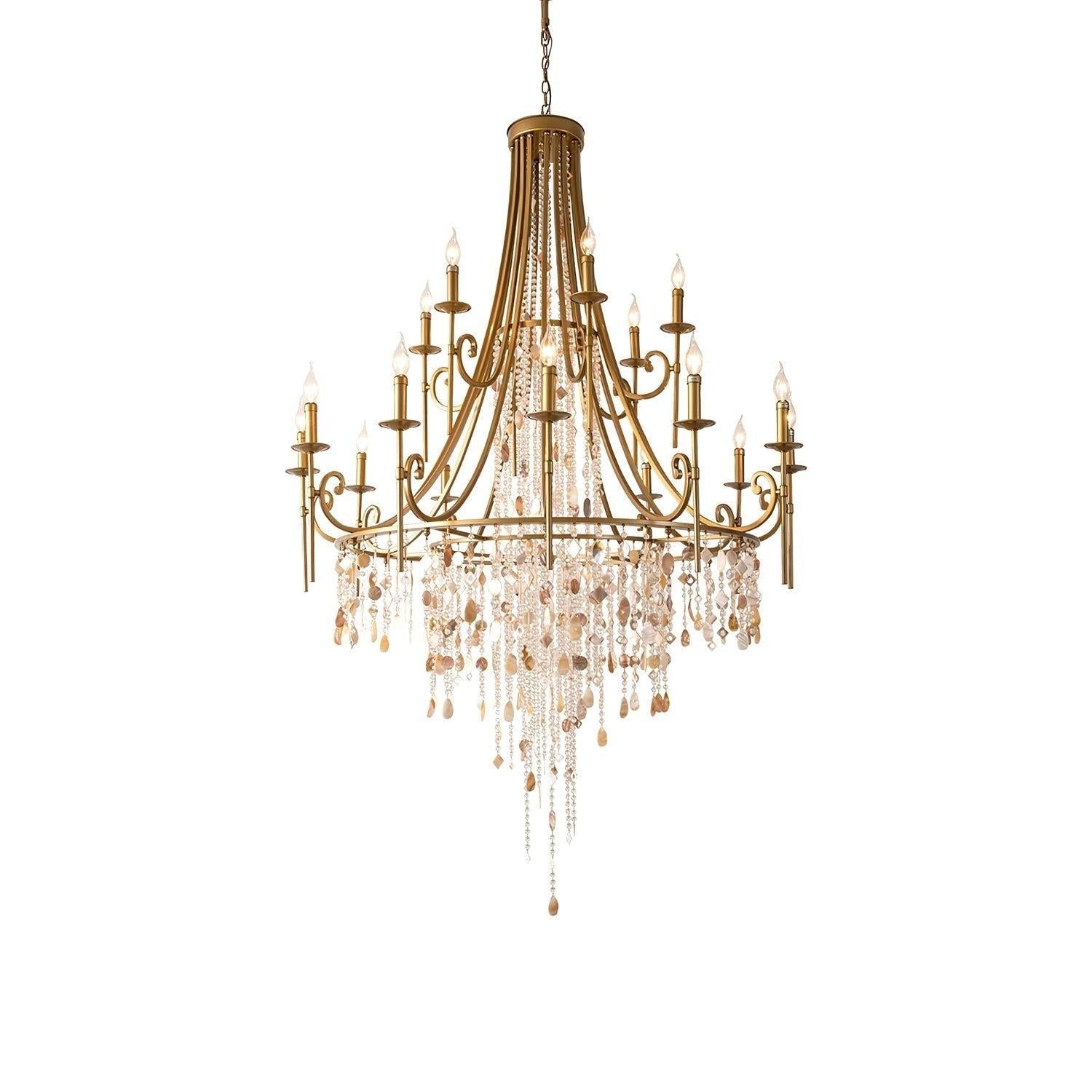 Tatum Lux Shell Crystal Chandelier - 18 Heads ∅ 47.2″ x H 70.9″ / Dia 120cm x H 180cmCopper & Clear CrystalBlushlighting
