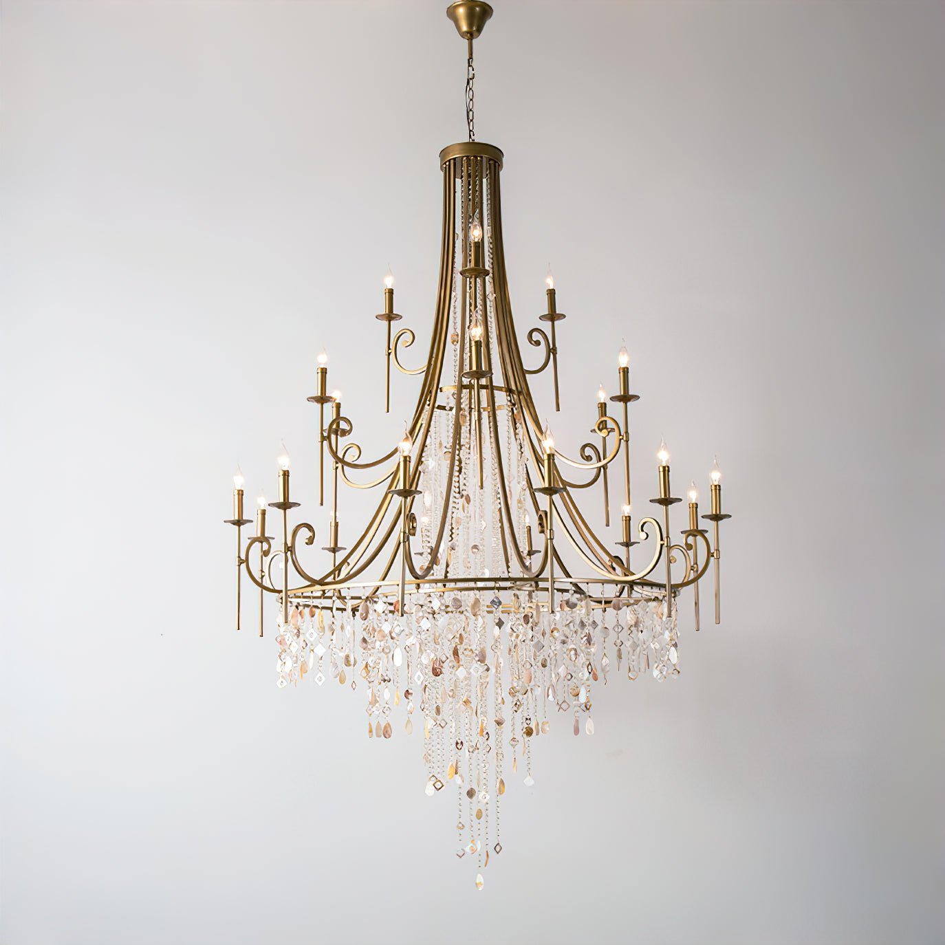 Tatum Lux Shell Crystal Chandelier - 21 Heads ∅ 54.3″ x H 86.6″ / Dia 138cm x H 220 cmCopper & Clear CrystalBlushlighting