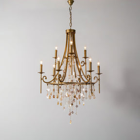 Tatum Lux Shell Crystal Chandelier - 9 Heads ∅ 31.5″ x H 47.2″/ Dia 80cm x H 120cmCopper & Clear CrystalBlushlighting