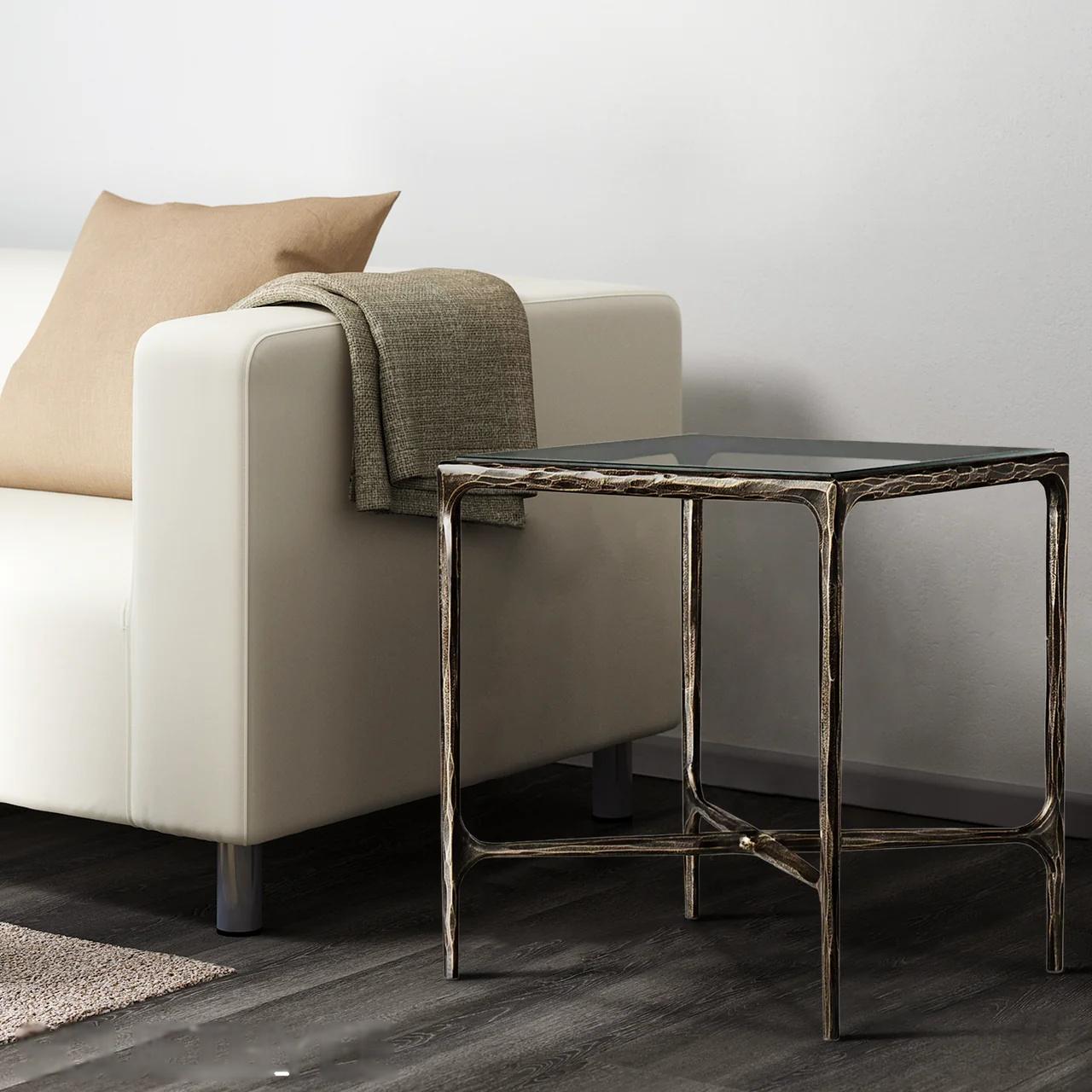 Thaddeus Glass Square Side Table 18" 22"