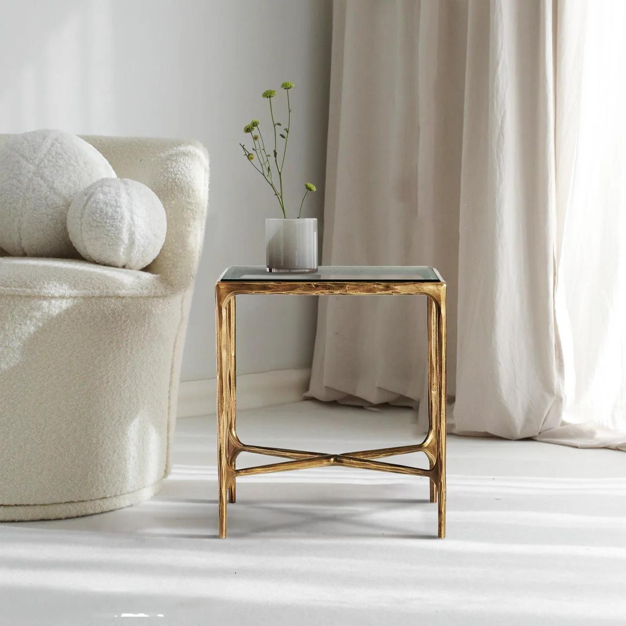 Thaddeus Glass Square Side Table 18" 22"