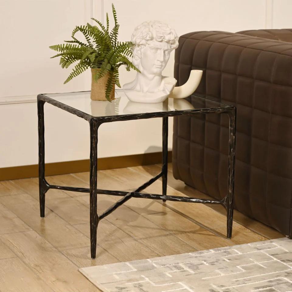 Thaddeus Glass Square Side Table 18" 22"