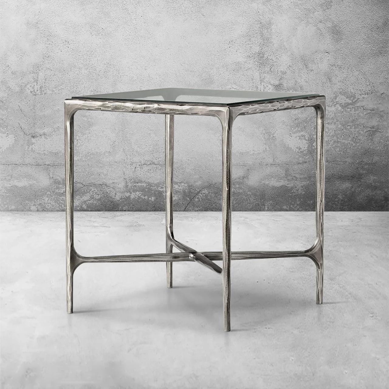 Thaddeus Glass Square Side Table 18" 22"