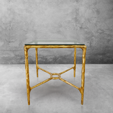 Thaddeus Glass Square Side Table Overhang O