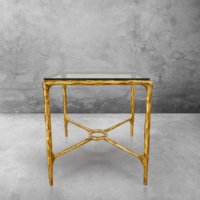 Thaddeus Glass Square Side Table Overhang O