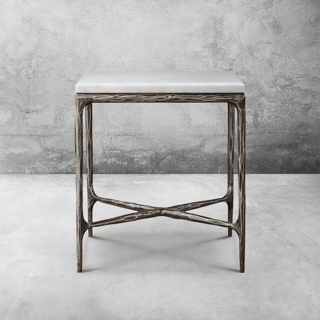 Thaddeus Marble Square Side Table 18" 22"