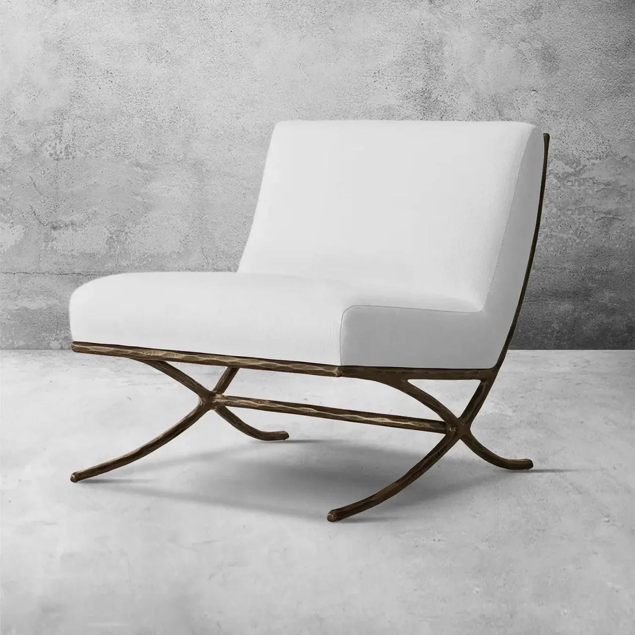 Thaddeus X-base Leather Slipper Chair