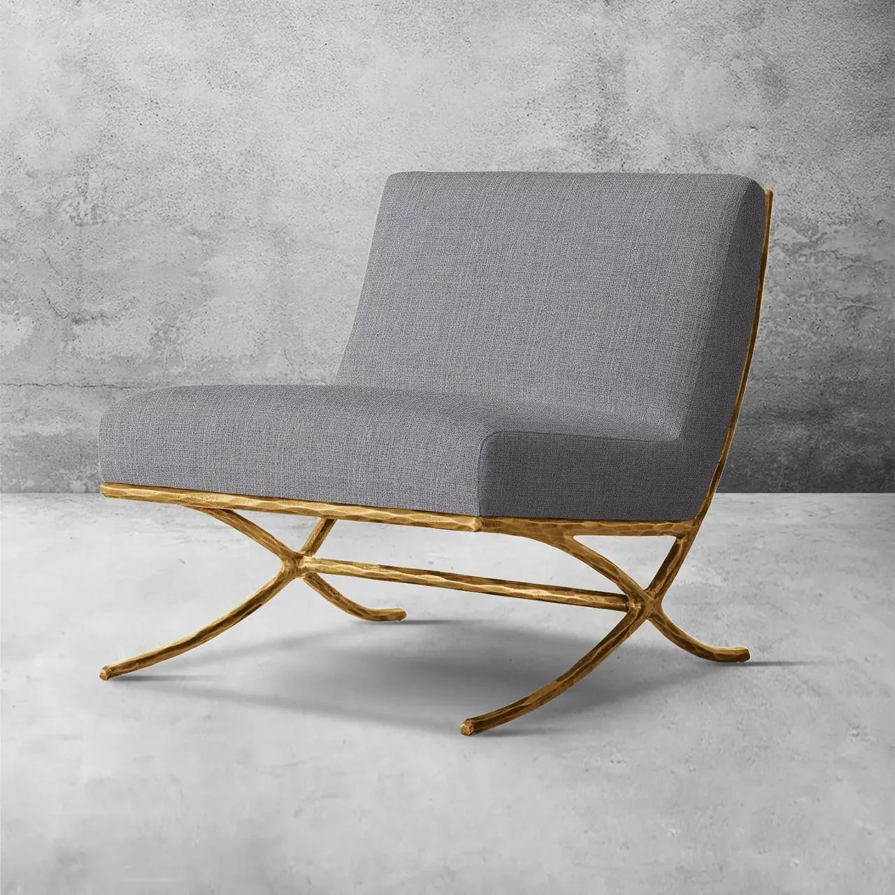 Thaddeus X-base Leather Slipper Chair