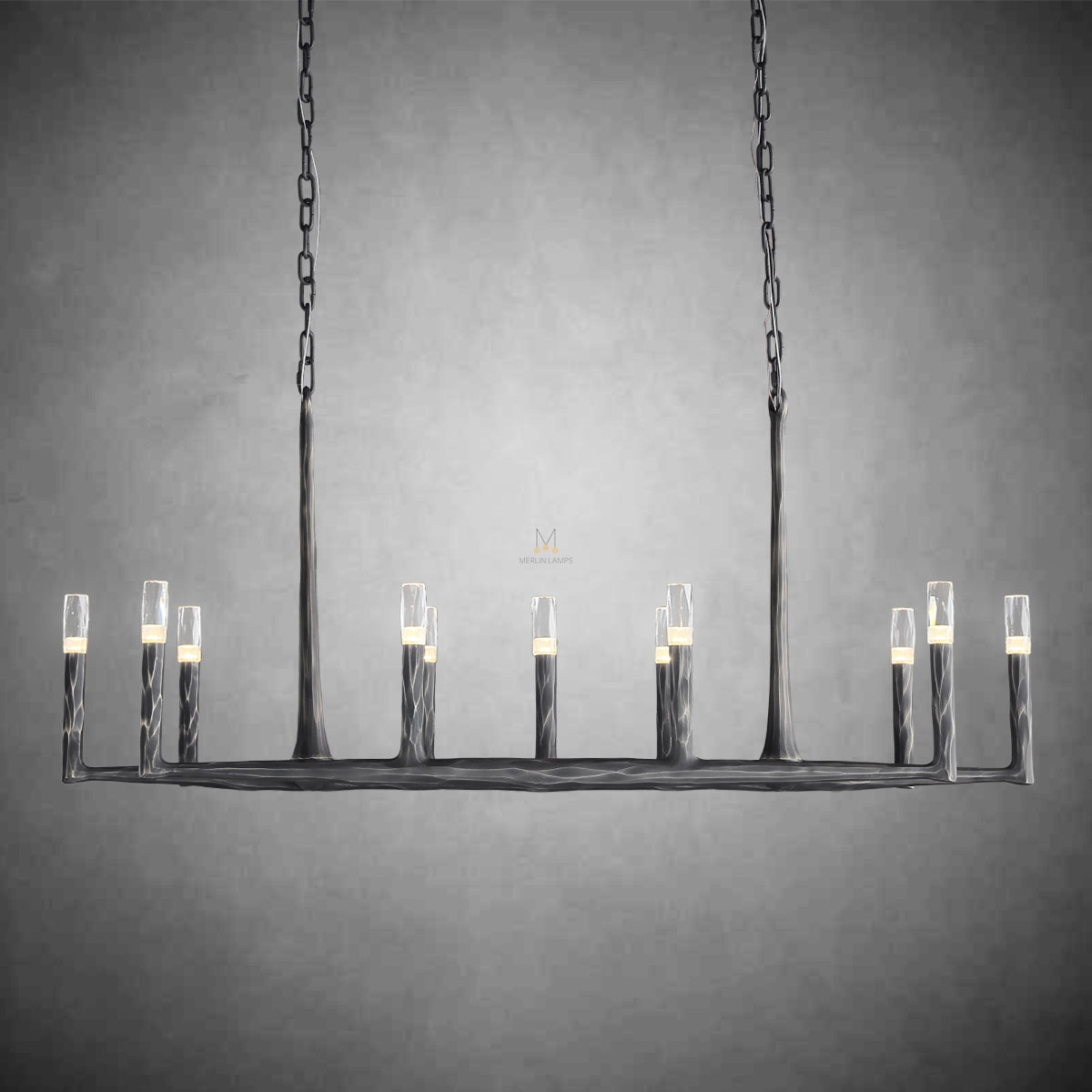 Thod Forged Linear Chandelier for Living Room, Dining Room