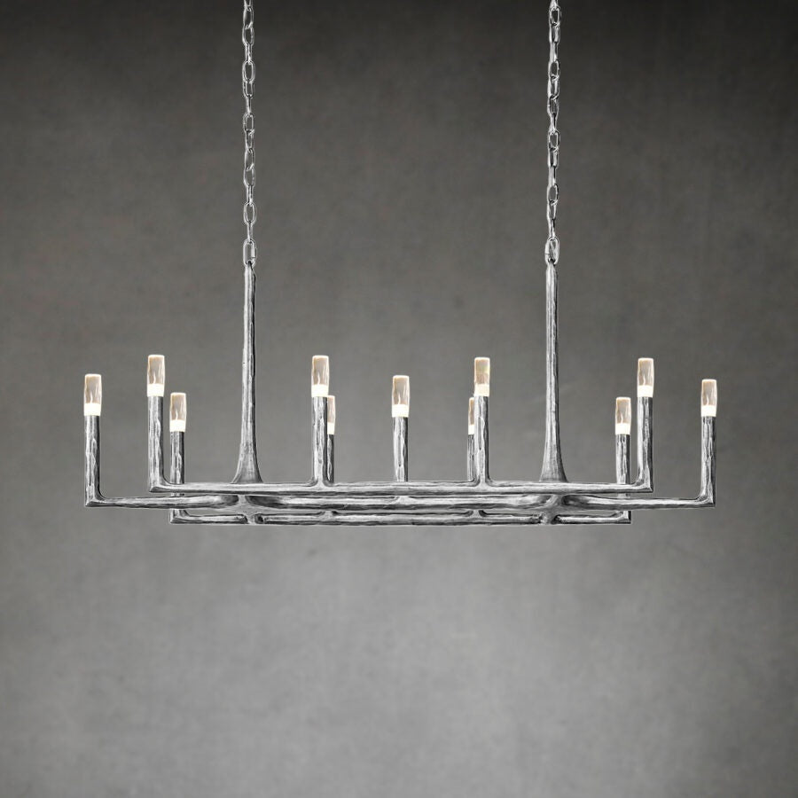 Thod Forged Linear Chandelier for Living Room, Dining Room