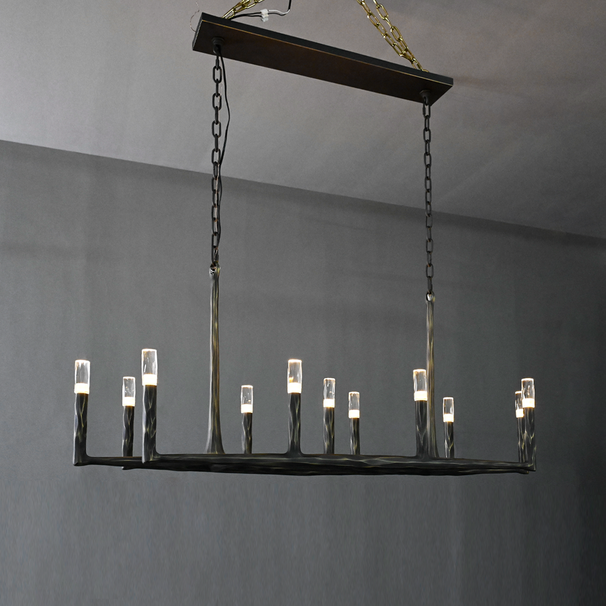 Thod Forged Linear Chandelier for Living Room, Dining Room