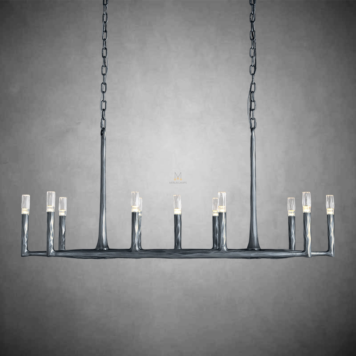 Thod Forged Linear Chandelier for Living Room, Dining Room