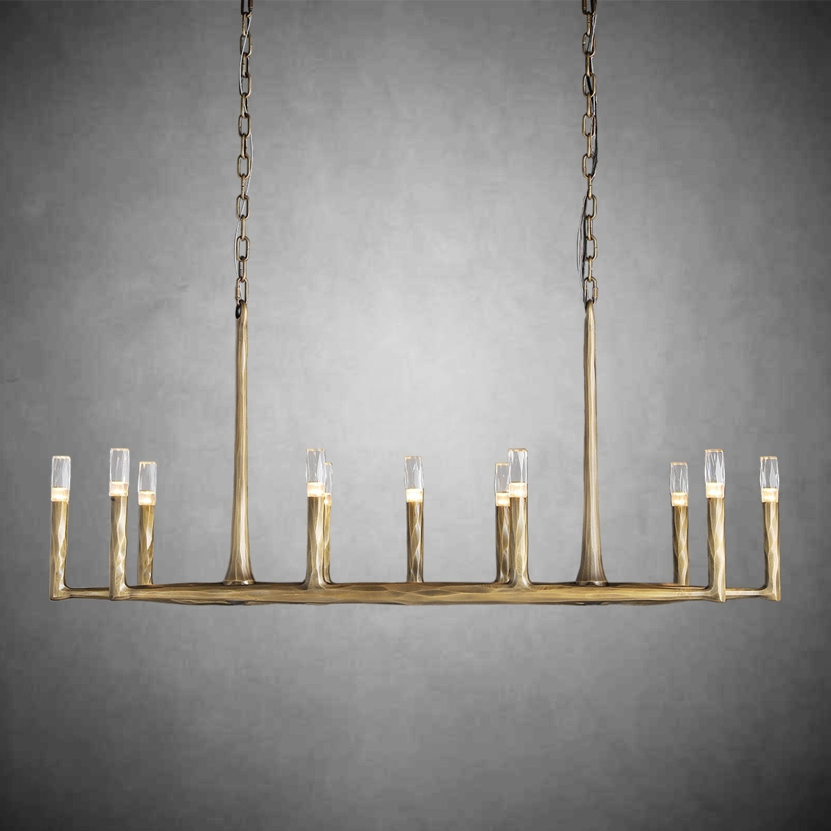 Thod Forged Linear Chandelier for Living Room, Dining Room