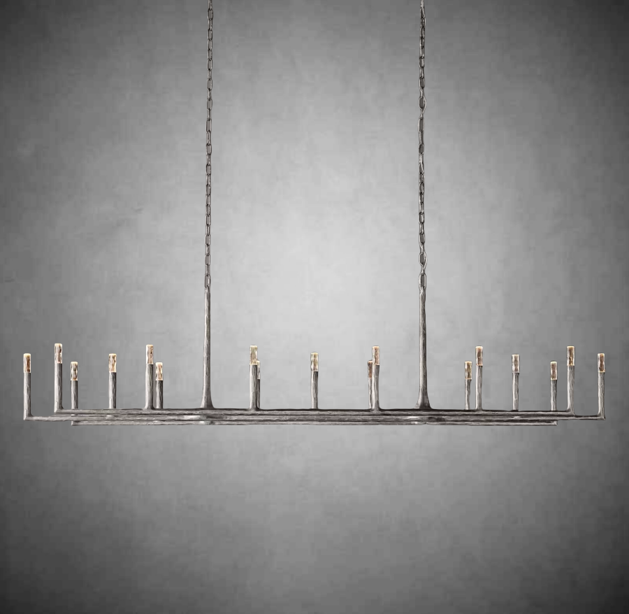 Thod Forged Linear Chandelier for Living Room, Dining Room