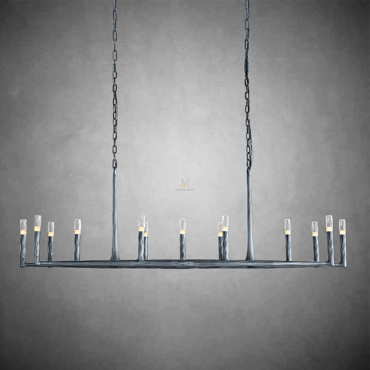 Thod Forged Linear Chandelier for Living Room, Dining Room
