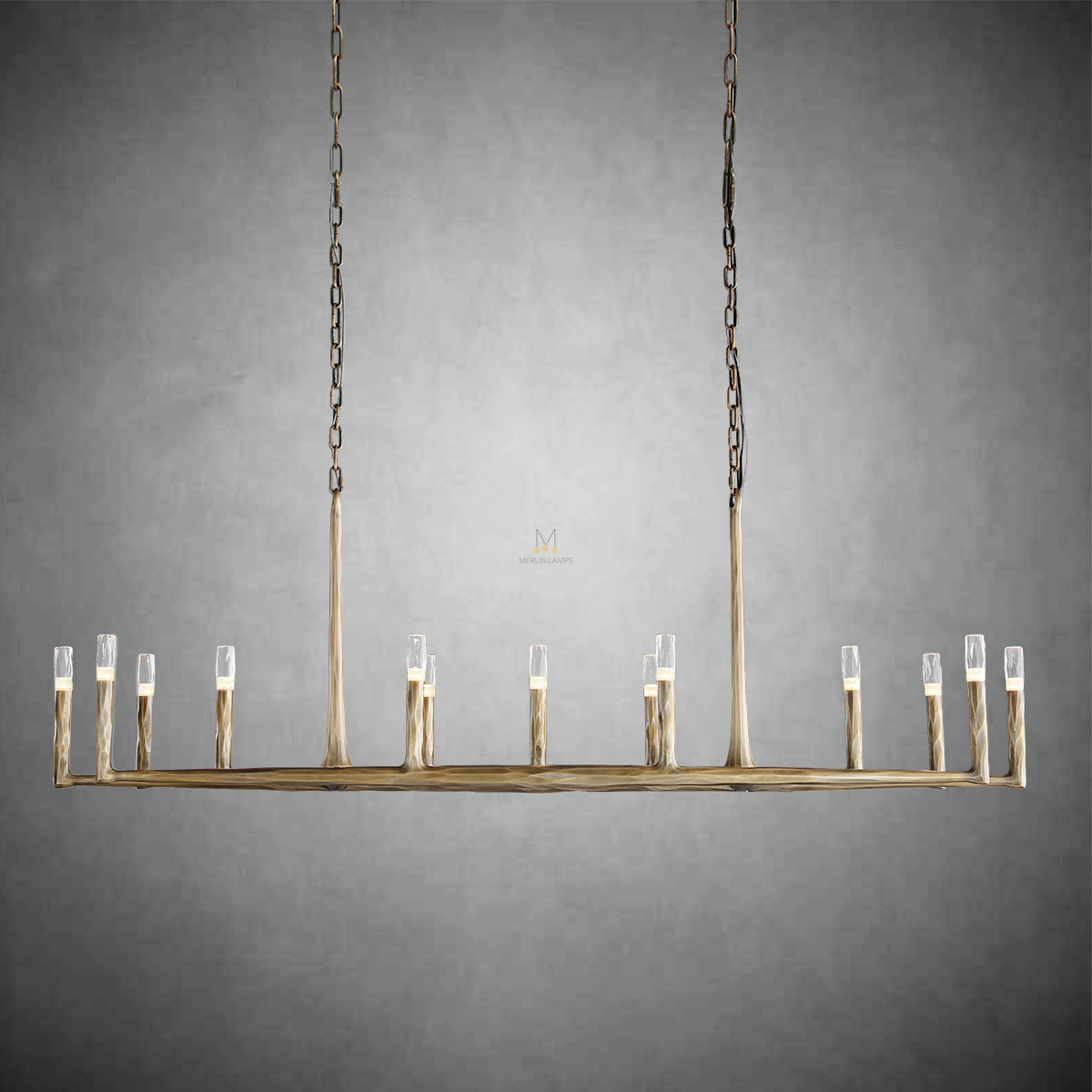 Thod Forged Linear Chandelier for Living Room, Dining Room
