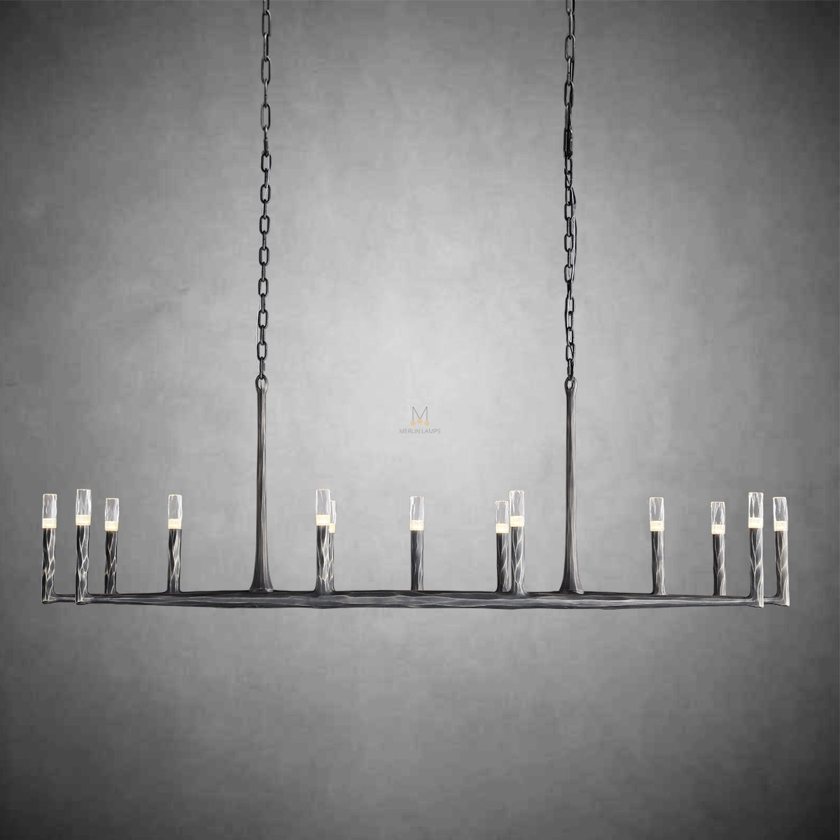 Thod Forged Linear Chandelier for Living Room, Dining Room