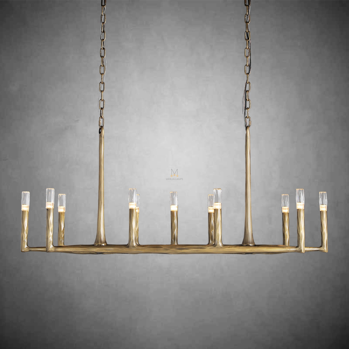 Thod Forged Linear Chandelier for Living Room, Dining Room