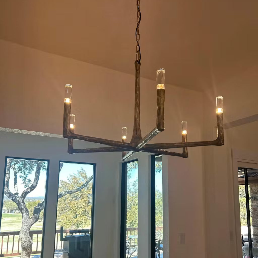 Thod Forged Round Chandelier for Living Room, Dining Room