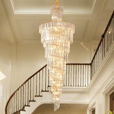LYFAIRS D39.4"*H236.2"/ 58 Lights Luxury Extra Large Foyer Spiral Staircase Chandelier Long Crystal Ceiling Light Fixture For Living Room Hall Entrance
