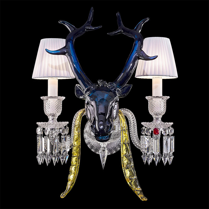 Traditional Colorful Candle Branch Blue Deer Crystal Chandelier for Living Room/Dining Room